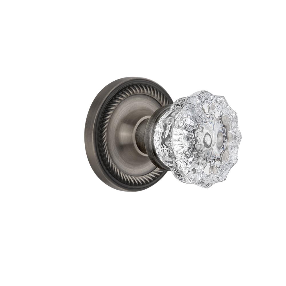 Nostalgic Warehouse ROPCRY Passage Knob Rope rosette with Crystal Knob in Antique Pewter